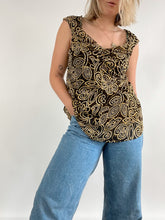 Load image into Gallery viewer, Brown Floral Mesh Top (XL)
