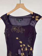 Load image into Gallery viewer, Purple Floral Sleeveless Silk Dress (M)
