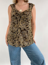 Load image into Gallery viewer, Brown Floral Mesh Top (XL)

