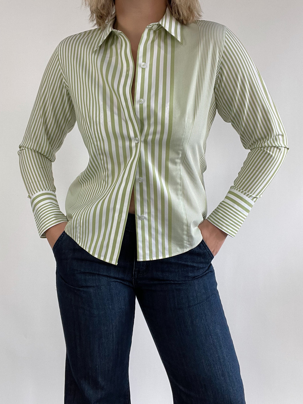 Green Multi Stripe Shirt (M)