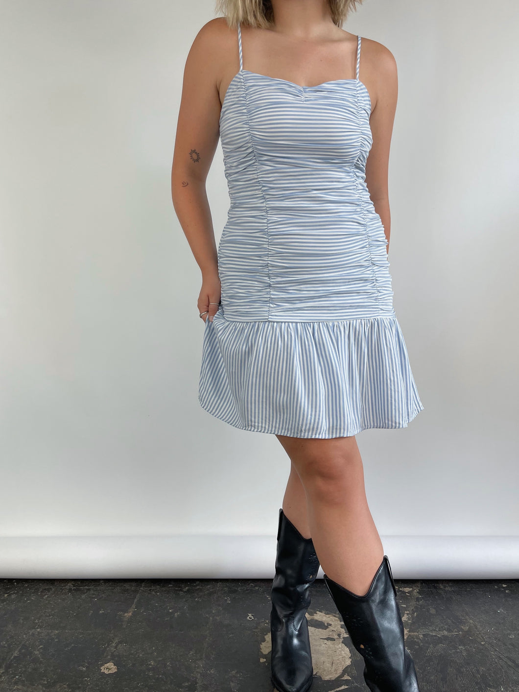 Ruched Drop Waist Mini Dress (XL)