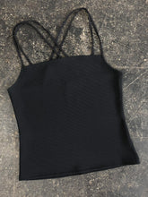 Load image into Gallery viewer, Black Cross Back Ribbed Tank Top (S)

