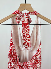 Load image into Gallery viewer, Red Paisley Satin Halter Dress (XS)
