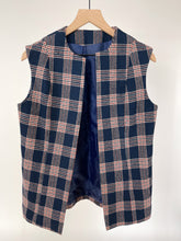 Load image into Gallery viewer, 60&#39;s Navy Plaid Vest (M)
