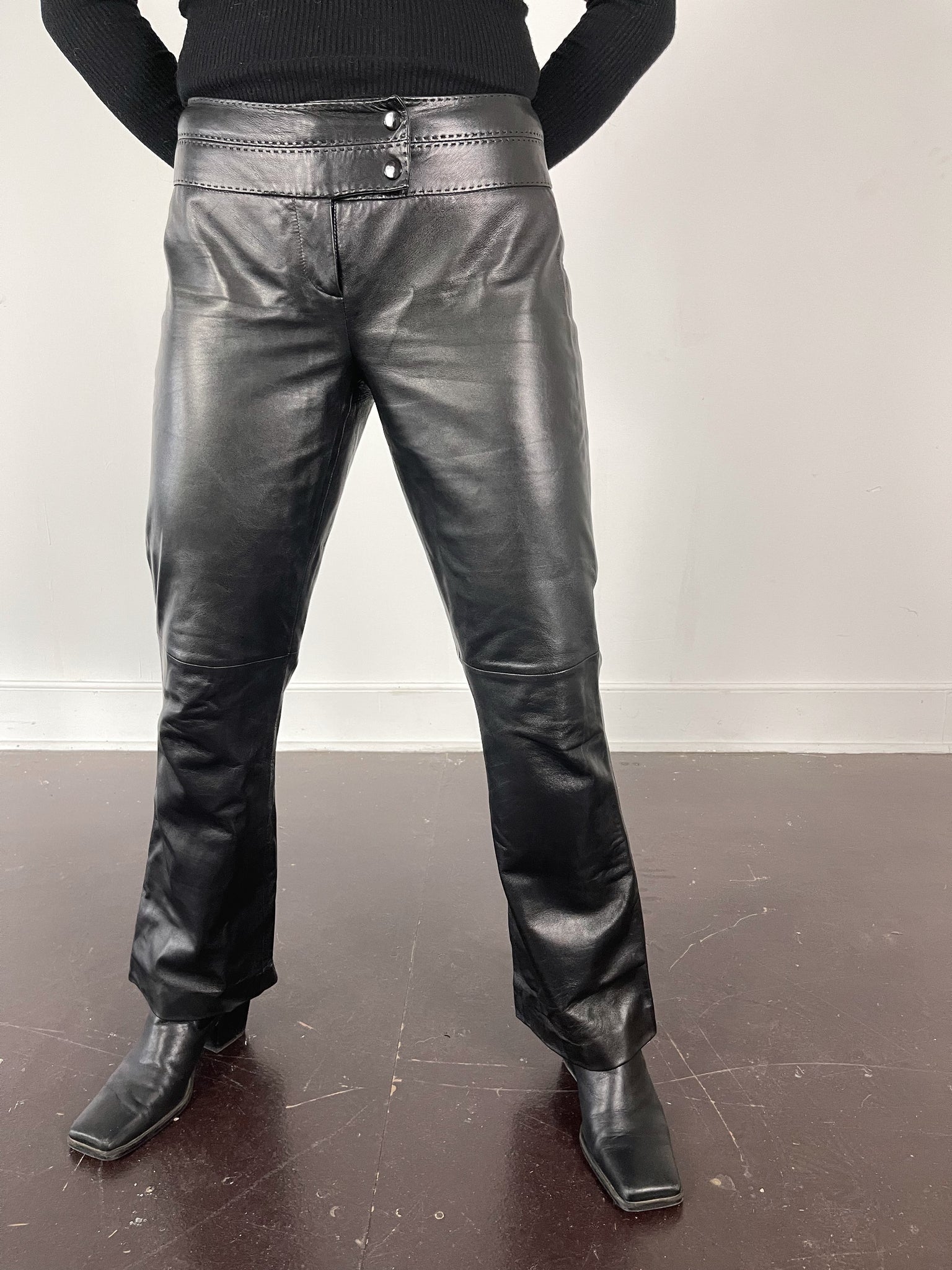 Y2K Low Rise Leather Pants (S)