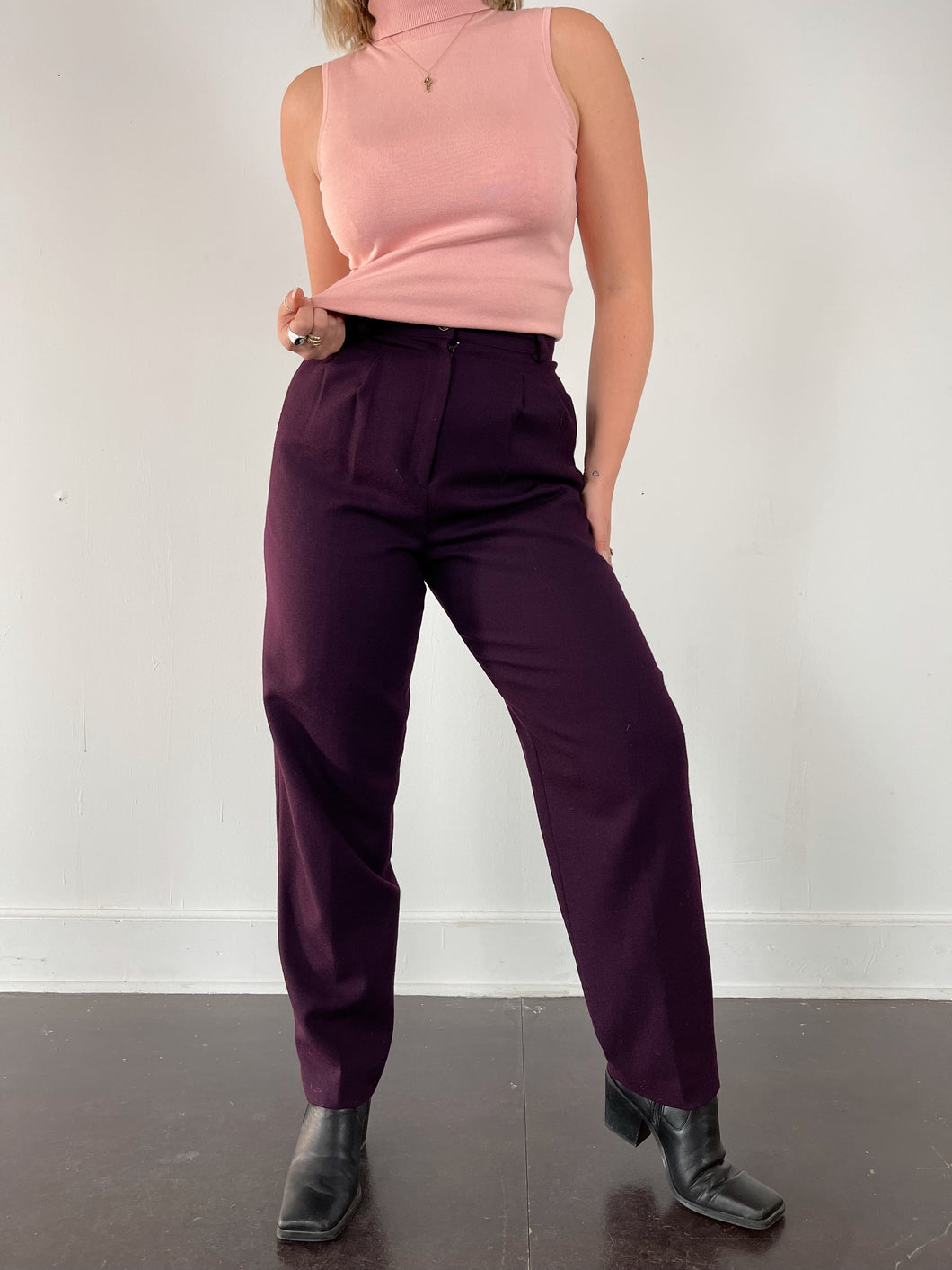 90's Purple Wool Trousers (W29