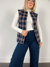 Load image into Gallery viewer, 60&#39;s Navy Plaid Vest (M)
