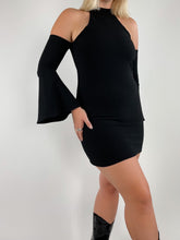 Load image into Gallery viewer, High Neck Cold Shoulder Mini Dress (XS)
