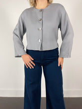 Load image into Gallery viewer, 90&#39;s Grey Silk Cropped Blouse (M/L)
