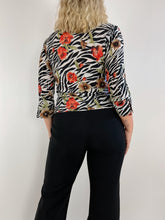 Load image into Gallery viewer, Y2K Floral Zebra Zip Up Blouse (M)
