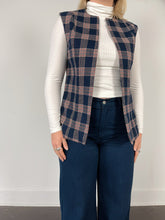 Load image into Gallery viewer, 60&#39;s Navy Plaid Vest (M)
