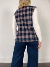 Load image into Gallery viewer, 60&#39;s Navy Plaid Vest (M)
