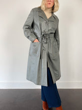 Load image into Gallery viewer, 70&#39;s Grey Leather Trench Coat (L)
