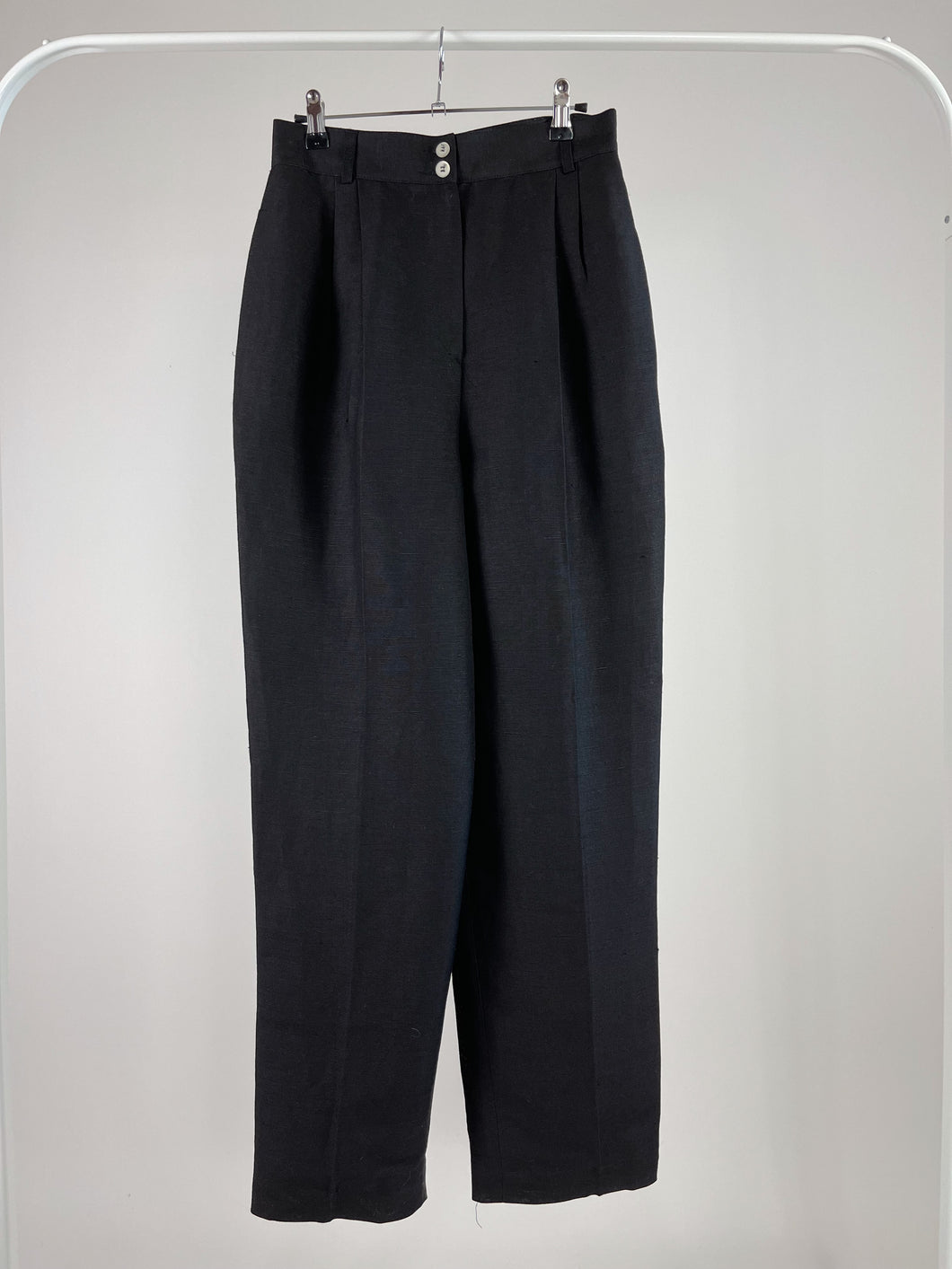 90's Black Linen Trousers (W28