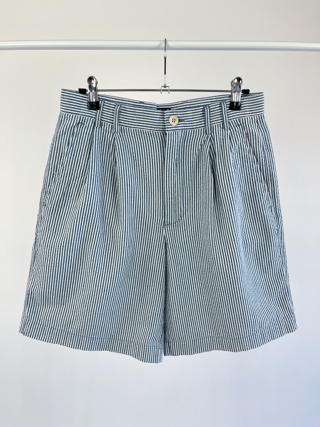 90's Blue Seersucker Shorts (W29