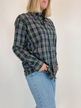 Load image into Gallery viewer, 80&#39;s Green Plaid Button Down Shirt (L)
