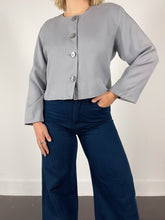 Load image into Gallery viewer, 90&#39;s Grey Silk Cropped Blouse (M/L)
