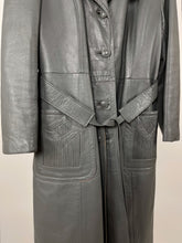 Load image into Gallery viewer, 70&#39;s Grey Leather Trench Coat (L)
