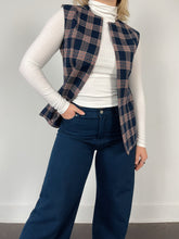 Load image into Gallery viewer, 60&#39;s Navy Plaid Vest (M)
