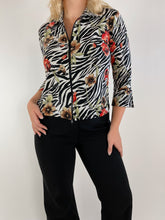 Load image into Gallery viewer, Y2K Floral Zebra Zip Up Blouse (M)
